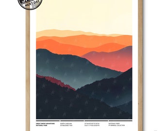 Poster Great Smoky Mountains National Park, minimalistische bergkunst