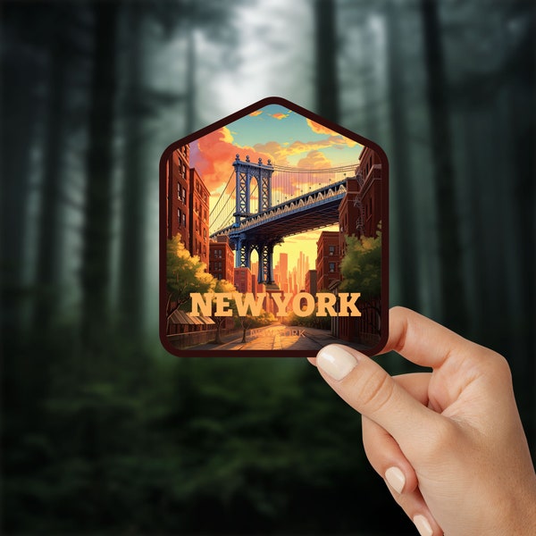 New York Sticker Brooklyn Bridge Travel Giftable Sticker Water-Resistant Vinyl Sticker