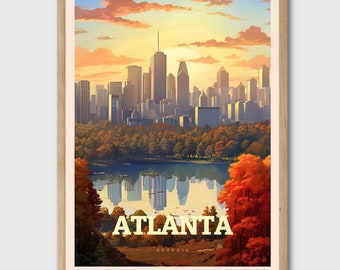Atlanta Georgia Print Wall Art Trendy Travel Poster for Airbnb Home Decor Living Room Bathroom Travel Gift