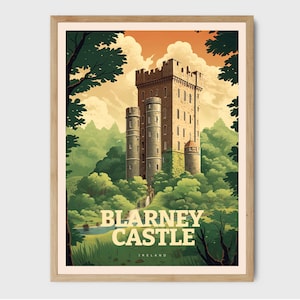 Ireland Travel Poster, Blarney Castle, Northern Ireland Travel Poster, Visit Ireland Art Print, Irish Prints, Irish Poster, Prints, Poster