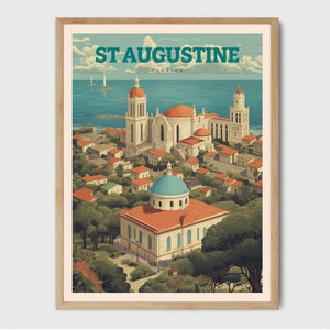 St Augustine Florida Travel Print, Coastal Decor, Florida Print, Travel Poster, Home Decor, Wall Art City Illustration, Gift for
