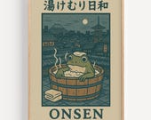 Japanese Frog Wall Art Onsen Bath Print Spa Bathroom Decor Mt Fuji