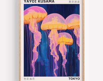 Estampado de medusas de Yayoi Kusama, atrevido arte mural japonés