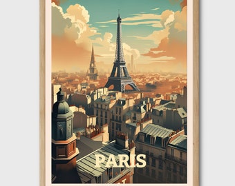 Lámina artística de la Torre Eiffel de París, póster de viaje de Francia