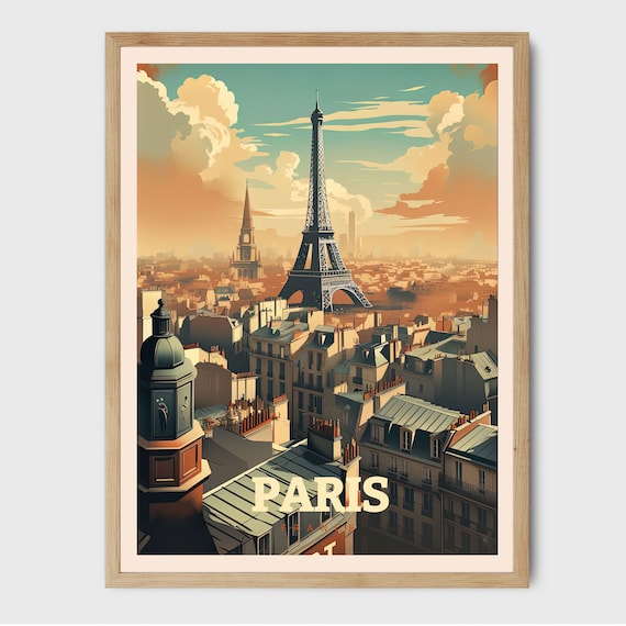 Paris Print, Paris Travel Poster, Honeymoon Wedding, Giftable Art, France Eiffel Tower, Wall Decor, Poster Poetry, Holiday Print