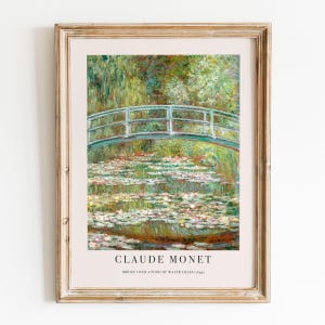 Claude Monet Water Lilies Vintage Poster, Bridge Over a Pond Monet Print, Vintage French Home Decor, Floral Print, Floral Decor