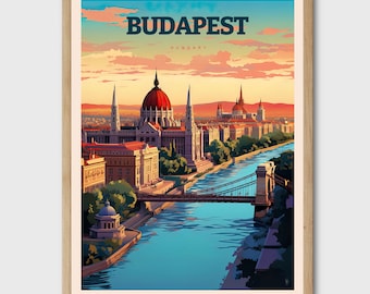 Budapest Art Print, Hungary Retro Travel Poster