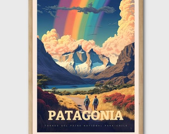 Lámina de Torres del Paine, póster de viaje a la Patagonia