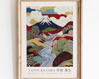 草間彌生 富士山 アートプリント：日本の風景ポスター - Etsy 日本