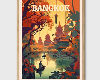 Bangkok Thailand Art Print, Asia Travel Poster