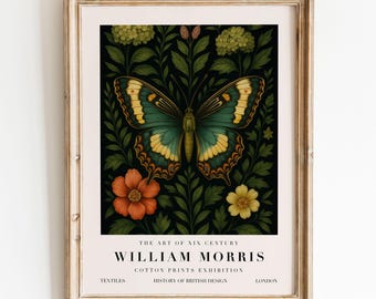 William Morris Butterfly Print – Vintage Botanical Wall Art