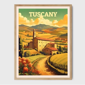 Tuscan Italy Travel Print Home Living Decor Italy Illustration Travel Poster Gift For