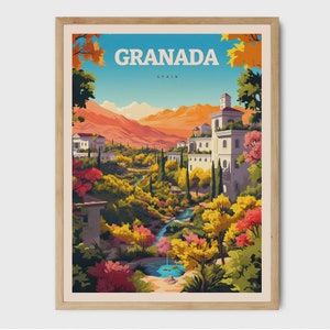 Stampa artistica dell'Alhambra di Granada, decorazione da viaggio, arte murale spagnola, regalo da viaggio, arte spagnola