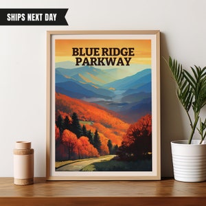 Blue Ridge Parkway Travel Poster Rustic Home Decor National Park Art North Carolina Art Smoky Mountains Nature Lover Gift