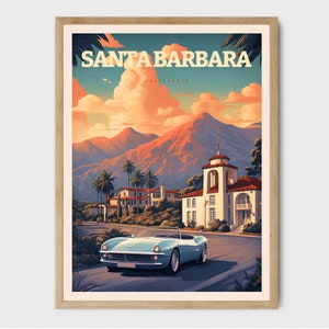 Santa Barbara Print, Santa Barbara Poster, Travel Prints, Travel Poster, Travel Gift, Poster, Prints, Wall Art, Wall Hanging, Home Decor