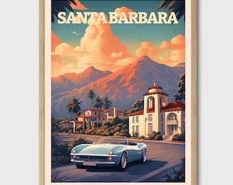 Santa Barbara Travel Poster, California Art Print
