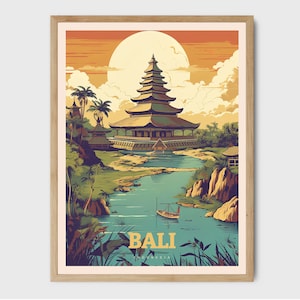 Bali Print Indonesia, Travel Print, City Illustration, Gift for, Wall Art, Poster Print Travel Poster, Art Prints, Wedding Gift
