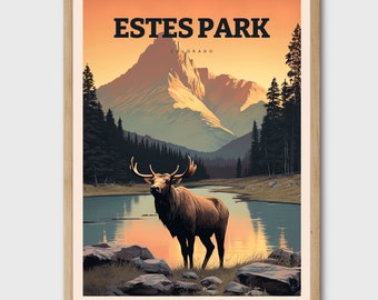 Estes Park Colorado Vintage National Park Poster Print Retro Gift for Travelers