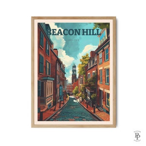 Beacon Hill Boston Travel Print Art Home Wall Decor Art Print Travel Poster Wall Art City Illustration Gift for