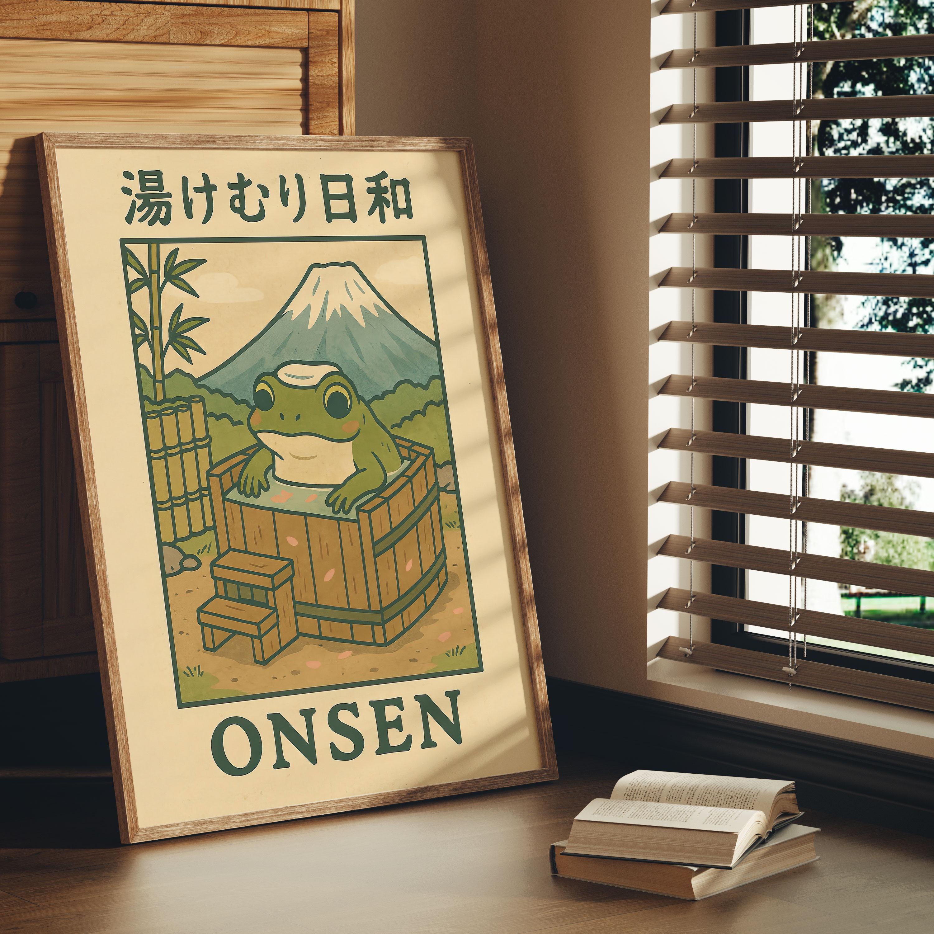 Japanese Frog Onsen Print, Woodblock Bathroom Art - Etsy Israel