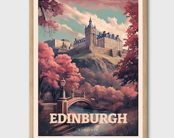 Edinburgh Scotland Art Print, Vintage Travel Poster