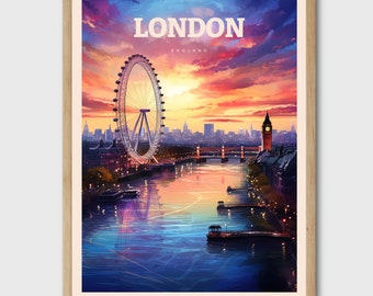 London Travel Poster, Big Ben, Vintage Gallery Wall Art