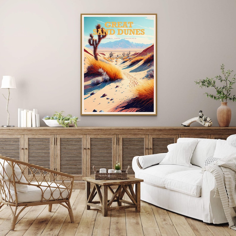 Sand Dunes National Park Colorado Travel Poster – Vintage Desert ...