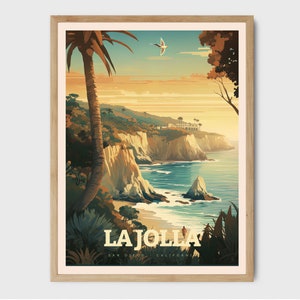 La Jolla San Diego California Travel Print, Coastal Decor, Art Print, Travel Poster, Home Decor, Wall Art City Illustration, Gift for