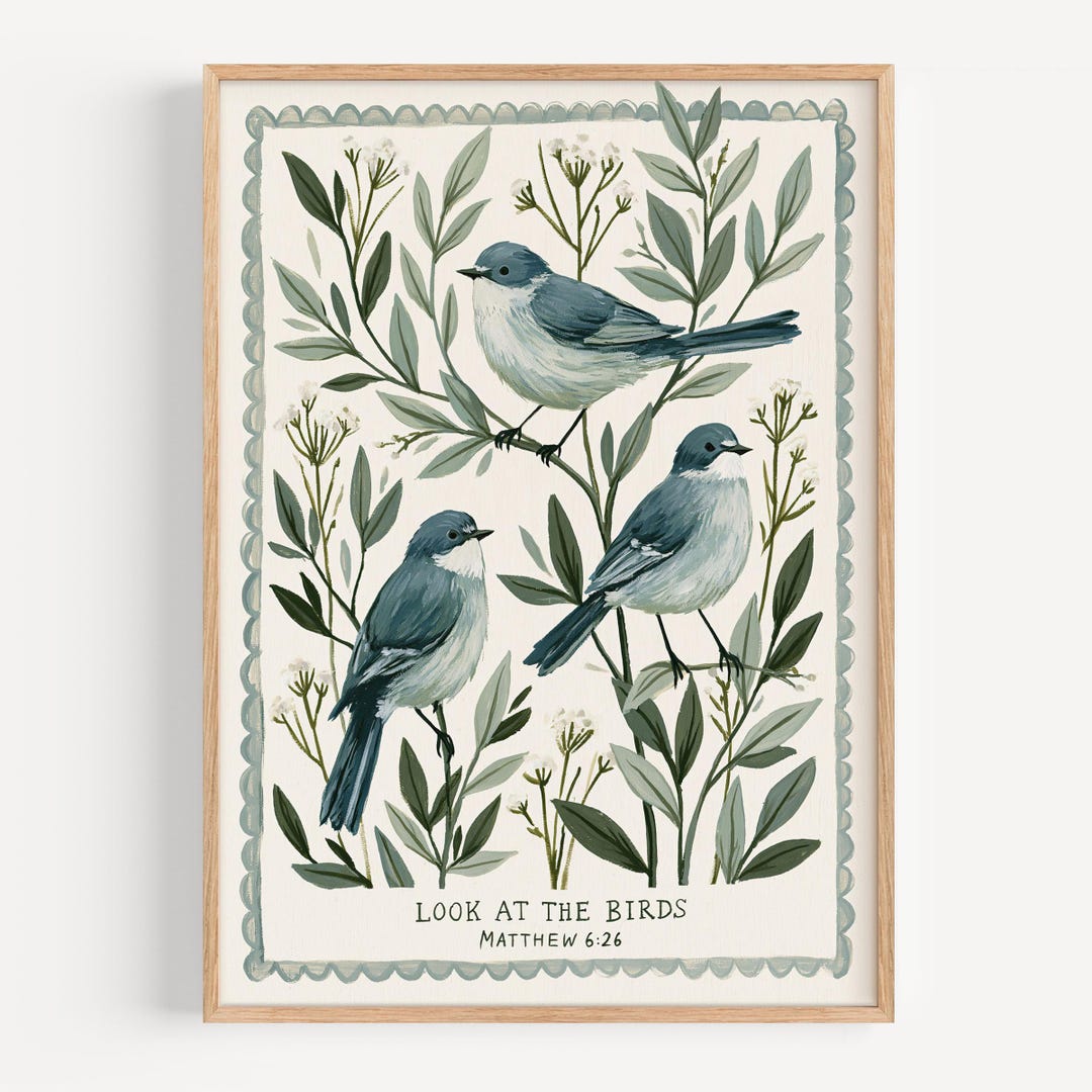 Look at the Birds Matthew 6 Bible Verse Art Print Christian Nature ...