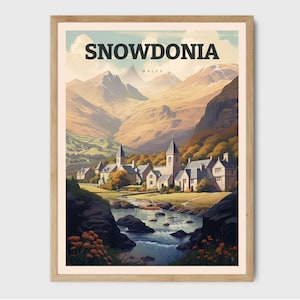 Snowdonia Wales Travel Print Wall Art Home Living Decor Wales Illustration Travel Poster Gift Home Decor