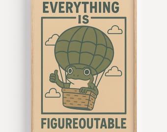 Inspirational Frog Art Print, Smiling Frog Balloon Poster