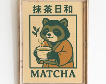 Tanuki Matcha Tee Druck, Japandi Küchenkunst