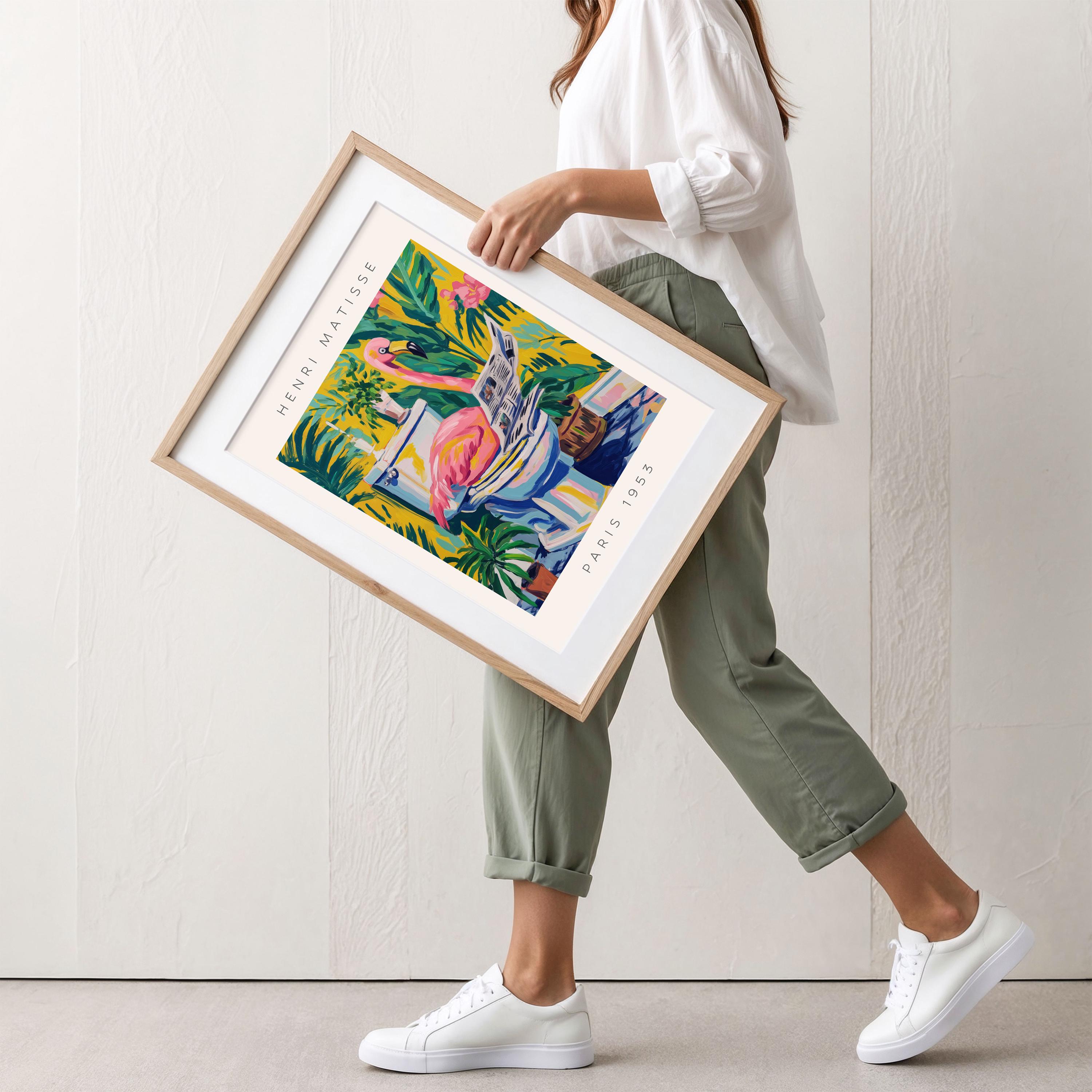 Flamingo Bathroom Art – Henri Matisse Style Tropical Poster – Funny ...