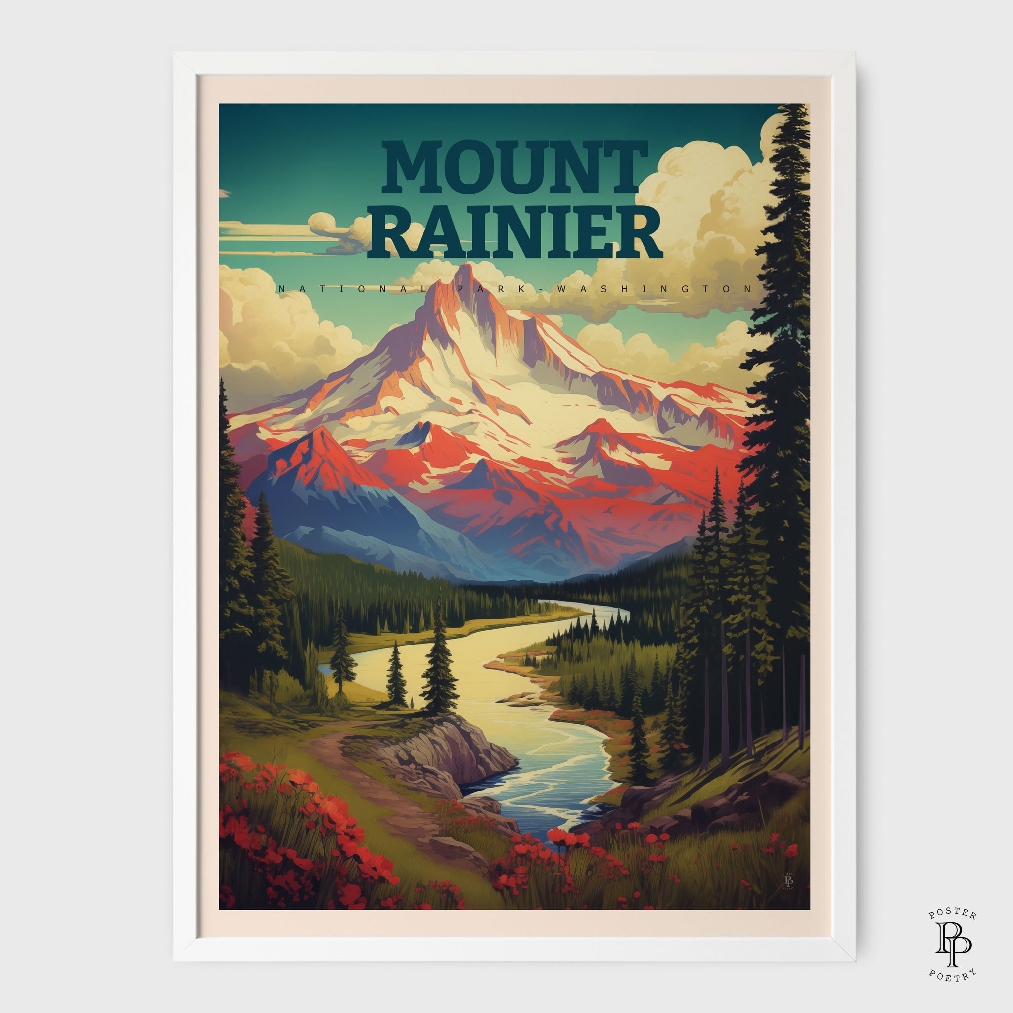 Mount Rainer Poster Mount Rainier Vintage Travel Poster Washington National Park Prints - Etsy