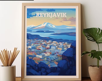 Reykjavik Island Reiseplakat, Europa Wandkunst