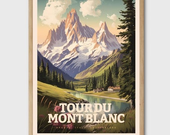 Tour du Mont Blanc Art Print - Tour du Mont Blanc Poster, TMB Print, TMB Poster, Wandkunst, Wandern Geschenk, Reise Souvenir