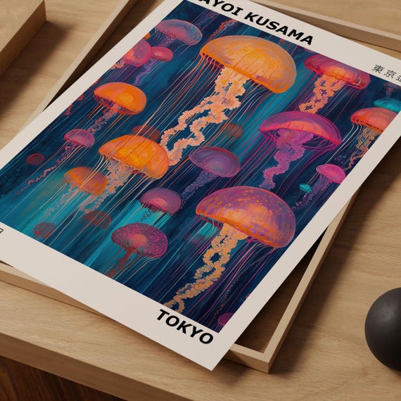 Yayoi Kusama Jellyfish Art Colorful Poster for Home Decor