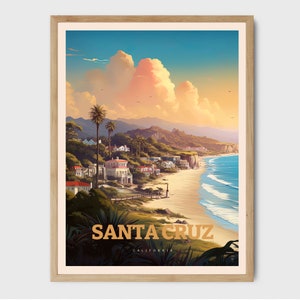 Santa Cruz Beach Wall Art Travel Print Hawaii Surf Decor Travel Prints