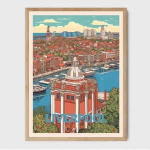 Liverpool Print, Liverpool City Gift, Liverpool Poster, England Print, Travel Poster, Travel Poster, Living Room Prints