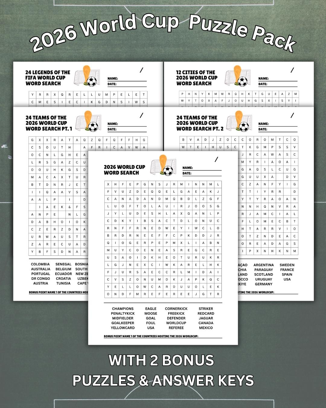 2026 World Cup Puzzle Pack | Soccer Activity Printable | Kids Football ...