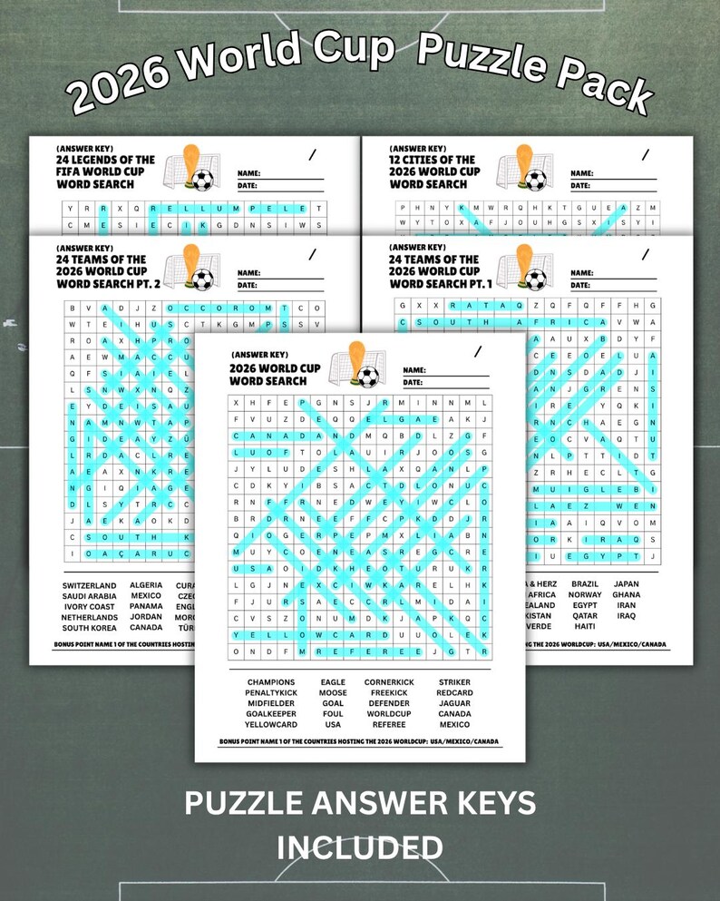 2026 World Cup Puzzle Pack | Soccer Activity Printable | Kids Football ...