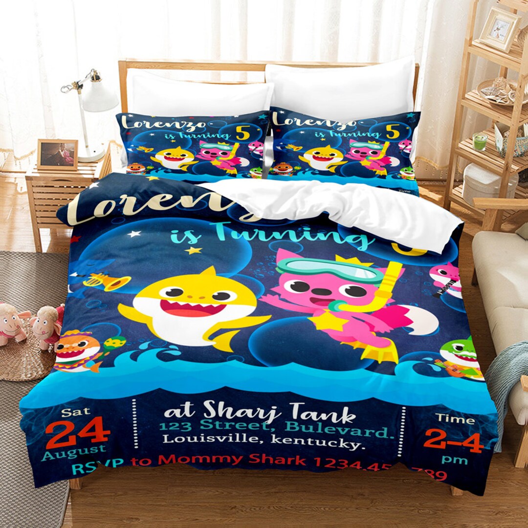 Baby Shark Bedding Set for Boys Home Decor Twin Queen King Etsy