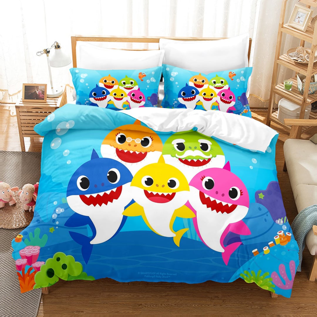 Baby Shark Bedding Set for Boys Home Decor Twin Queen King Etsy