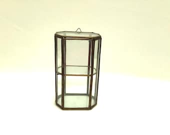 Vintage Miniature Display One Door Cabinet. Jewellery Display Cabinet. H.15.4cm