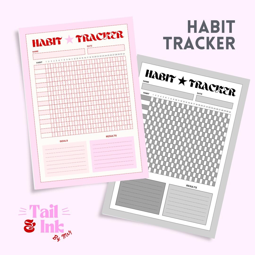 Printable Habit Tracker | Daily, Weekly, Monthly Planner (PDF & Canva ...