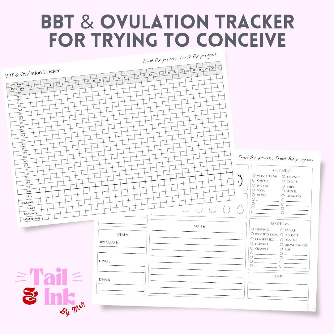 BBT TTC Ovulation Tracker Printable | Editable Canva Fertility Planner ...