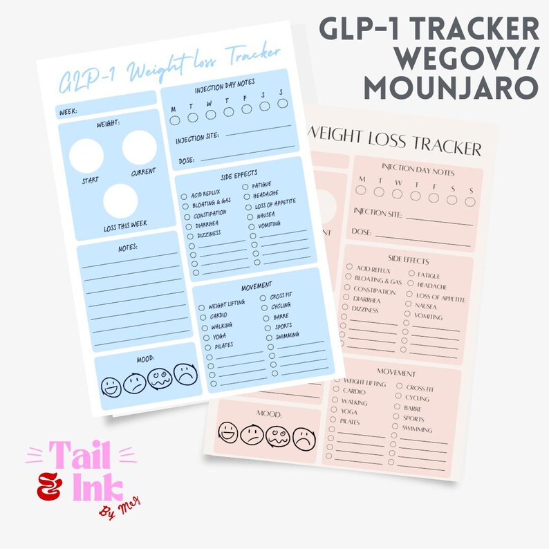 GLP-1 Weight Loss Tracker Printable | Editable Canva Wellness Planner ...