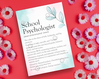 School Psychologist Gift, School Psychology Week Gift Printable, School Psych Card, School Psychologist Definition, School Psychology Sign