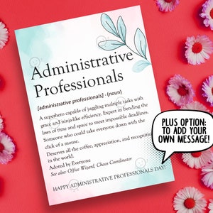 Administrative Professionals day gift, Administrative Professionals day Card Printable, Funny Administrative Day Card, Thank You Admin Sign