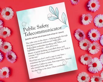 Funny Public Safety Telecommunicators Week Gift, Printable Dispatcher Thank You Card, Dispatcher Appreciation Sign